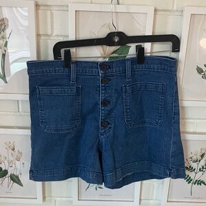 J. Crew Indigo Button-Up High Waisted Jean Shorts